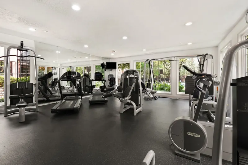Spacious gym interior featuring modern cardio and strength equipment for a comprehensive workout